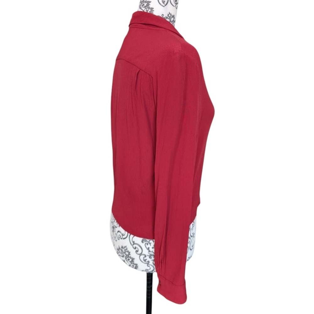 Aritzia Wilfred Free Blouse Women XS Red Button Down - Picture 4 of 11